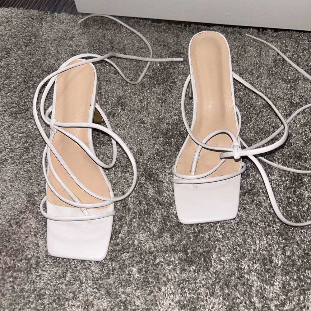 White strappy heels